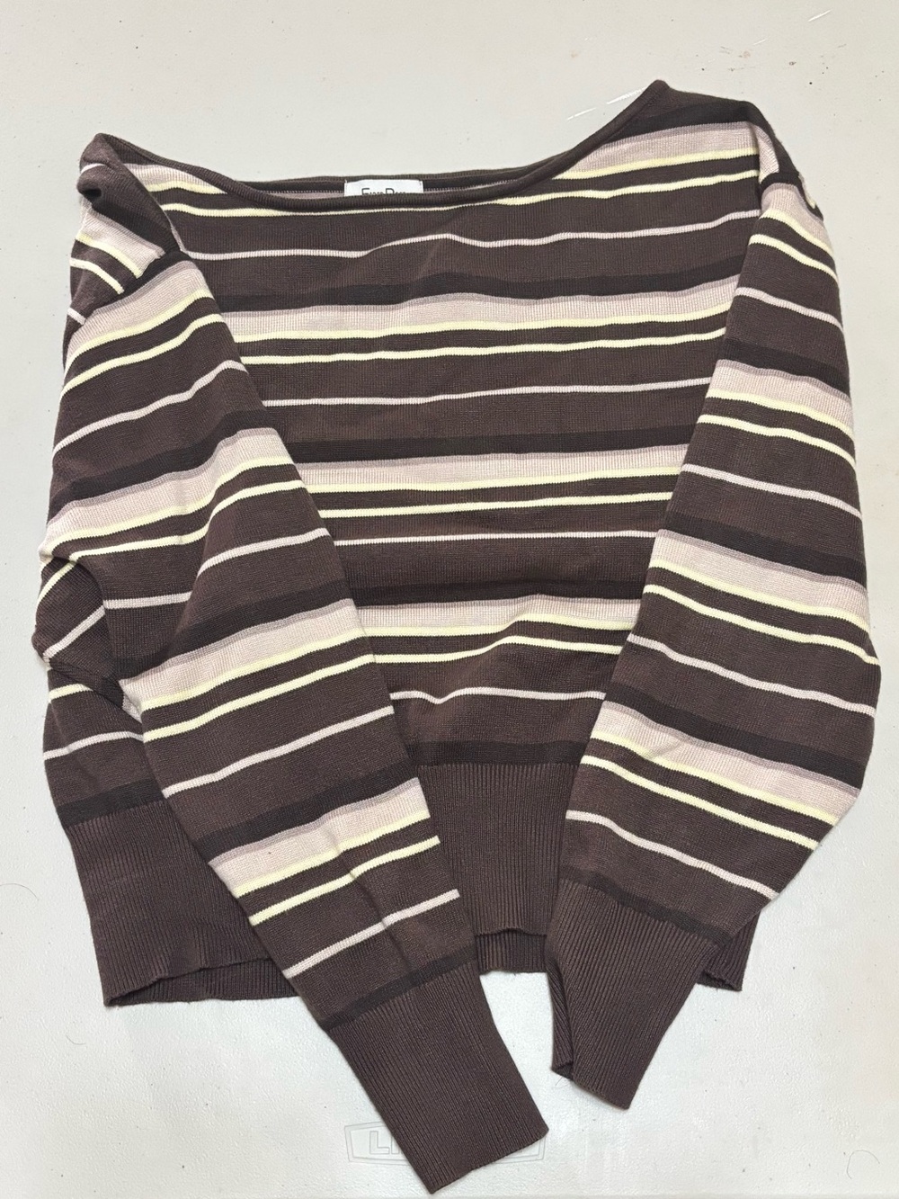 Faded Rose Striped Brown and Cream Women’s Sweater